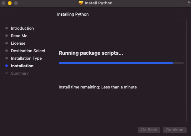 Esperando a que se complete la instalación