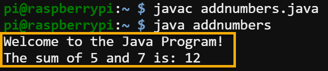 Ejecutando un programa Java para probar la instalación.
