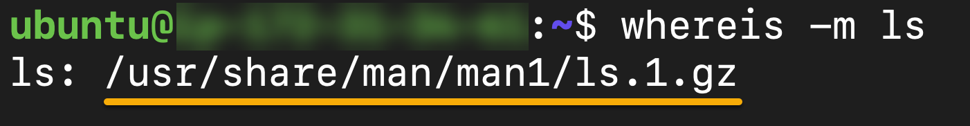 Encontrar la página del manual del comando ls