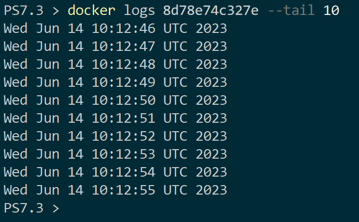Listado de los últimos 10 registros de contenedores de Docker