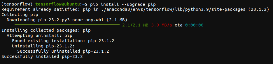 Actualizando pip a la última versión