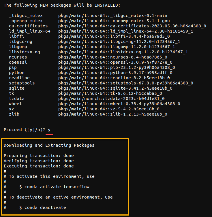 Confirmando la instalación de nuevos paquetes