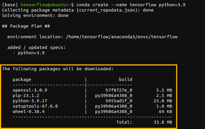 Creación de un entorno Conda para TensorFlow
