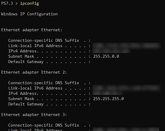 Visualización de todos los valores de configuración de red TCP/IP actuales