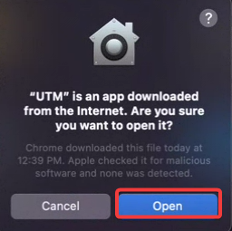 Autorizando el lanzamiento de UTM Mac