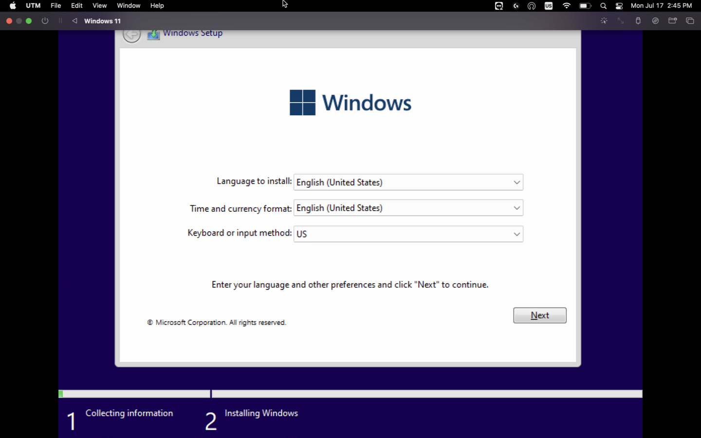 Instalación del sistema operativo Windows en la máquina virtual