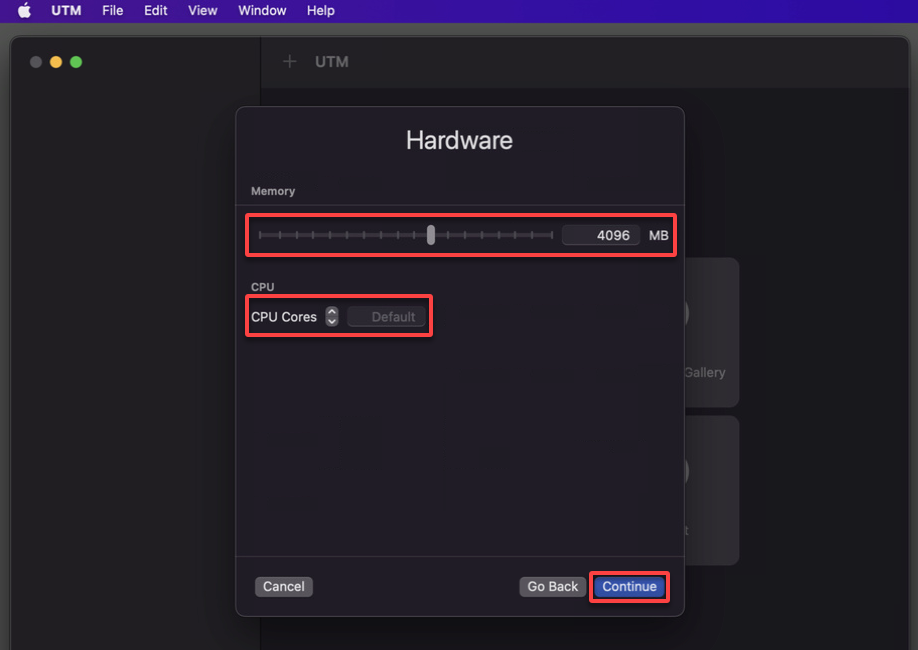 Configuración de la RAM y el núcleo de la CPU
