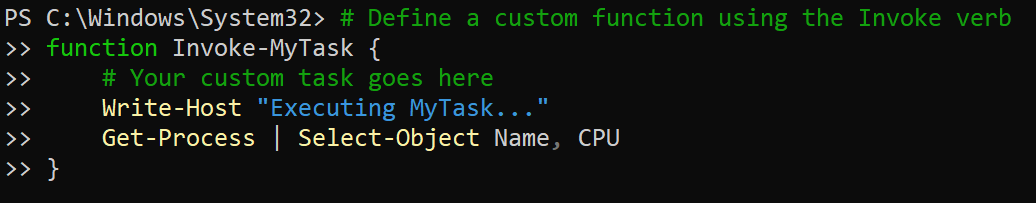 Definición de una función de PowerShell