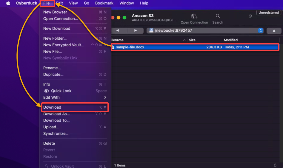 Descarga de archivos desde un depósito de AWS S3