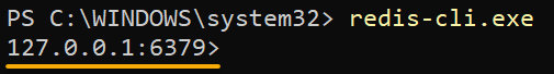 Inicio de la CLI de Redis (instalada mediante el paquete de instalación)
