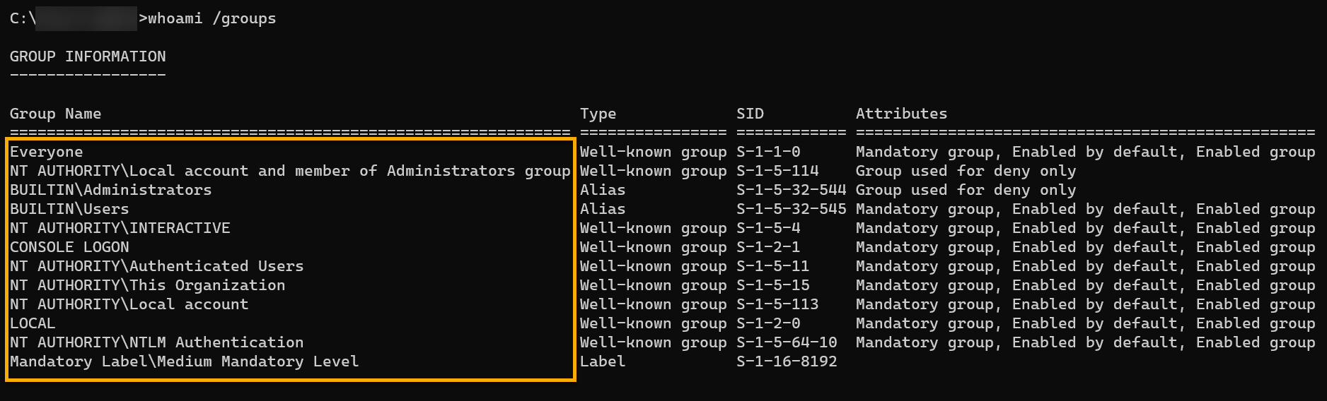 Mostrar la membresía del grupo del usuario actual (PowerShell)