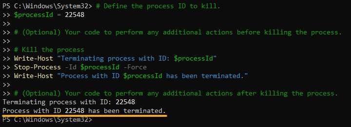 proceso de eliminación de Windows: eliminar un proceso a través de PowerShell
