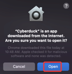 Continuando con el lanzamiento de Cyberduck