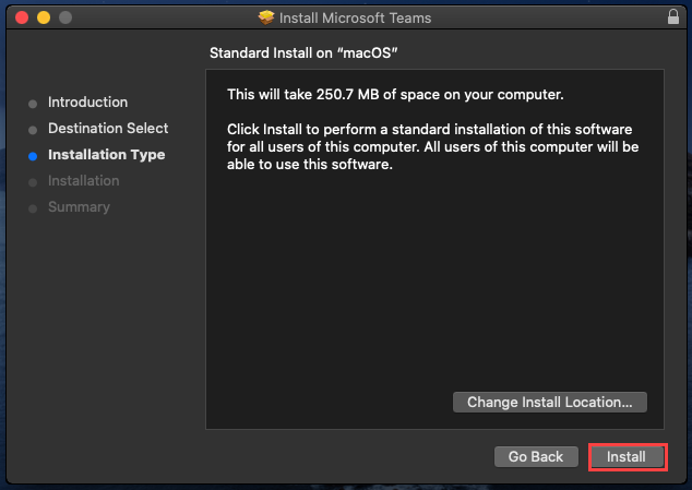 Confirmando el tipo de instalación.