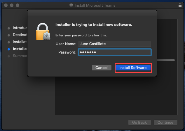 Permitir la instalación de Microsoft Teams para Mac.