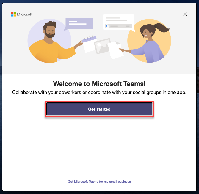 Bienvenido a la página de Microsoft Teams.