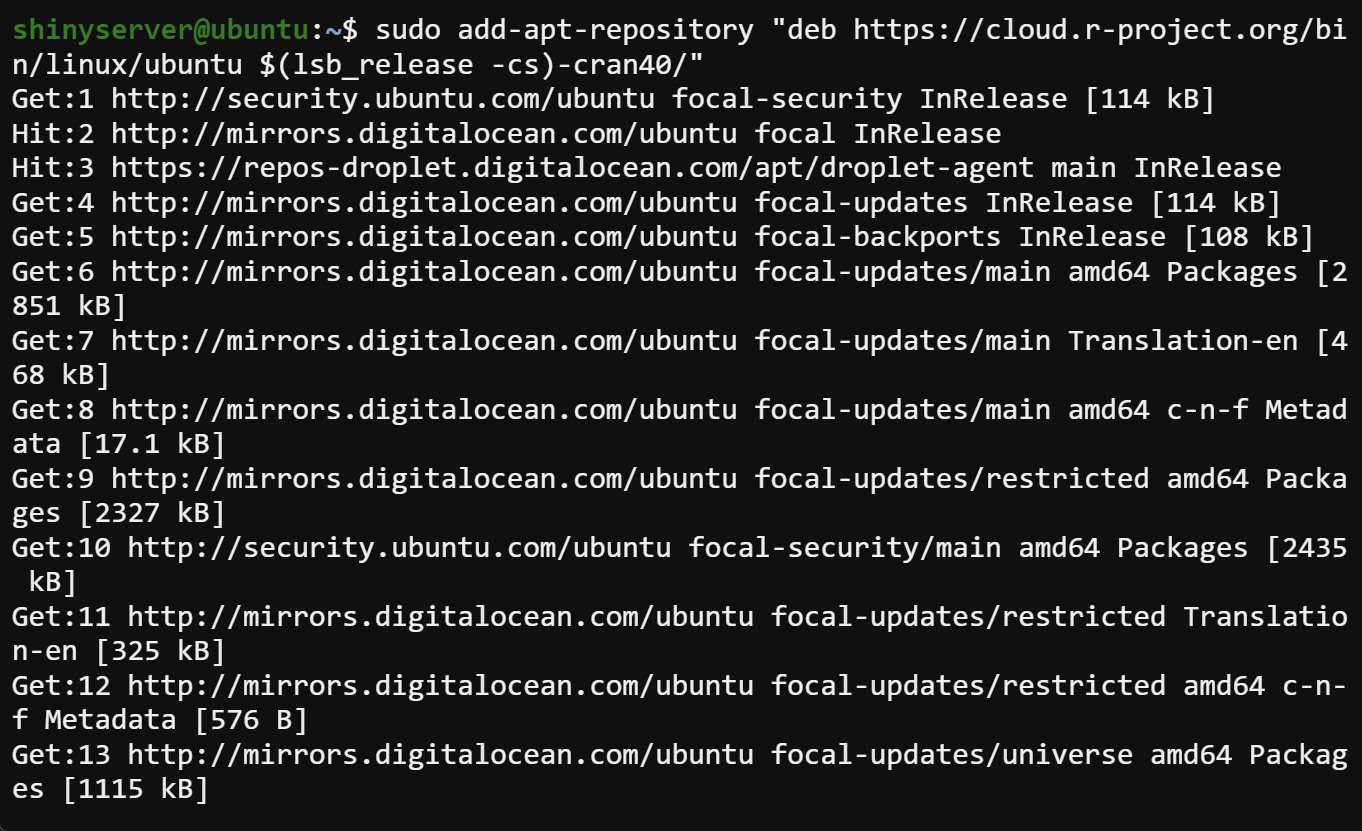 Agregar el repositorio CRAN para R a su lista de fuentes aptas