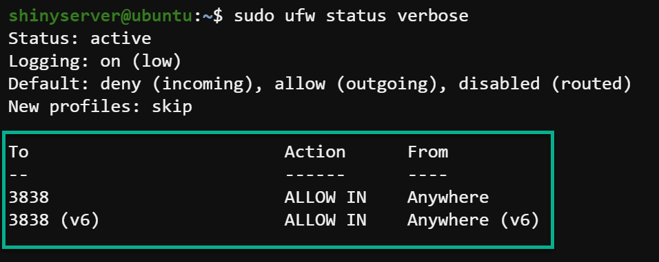Comprobación del estado y las reglas actuales del firewall UFW