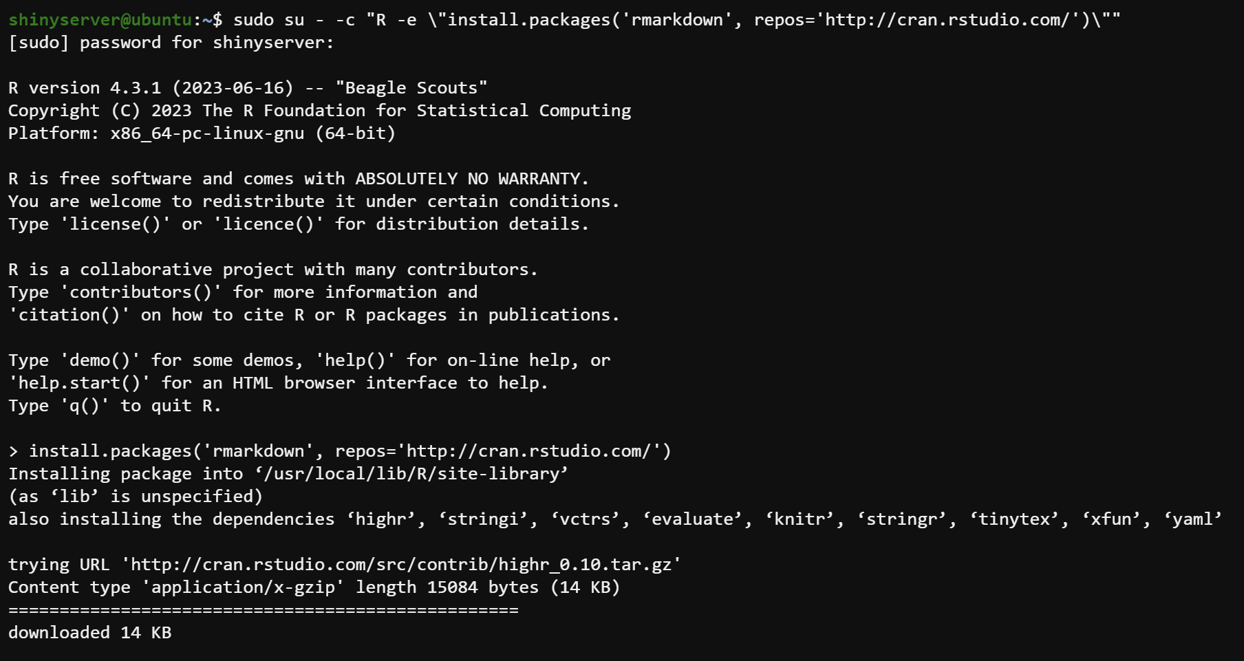Instalación del paquete rmarkdown