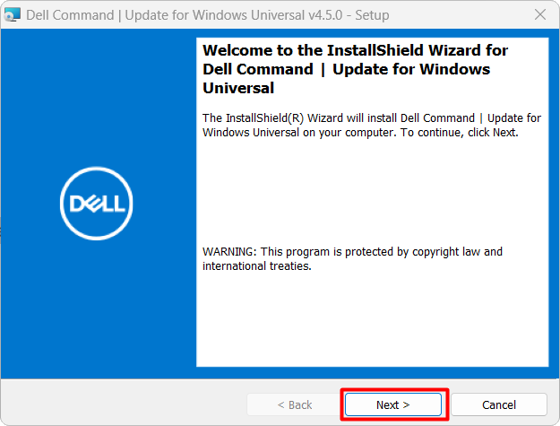Proceso de instalación de Dell Command Update