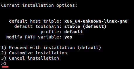 Continuando con la instalación de Rust