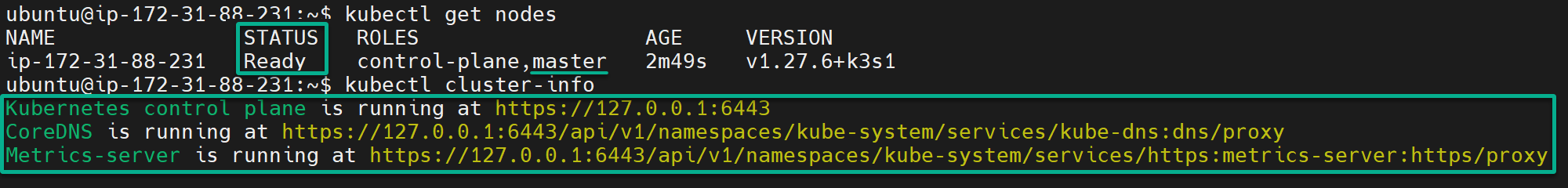Comprobando si el clúster k3s se está ejecutando