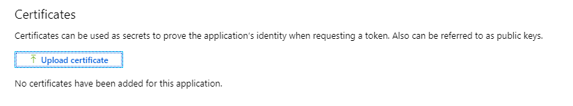 Carga de un certificado a la aplicación Azure