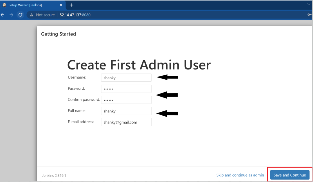Creando el primer usuario administrador