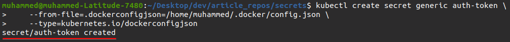 Convertir el token de autenticación de Docker en secreto