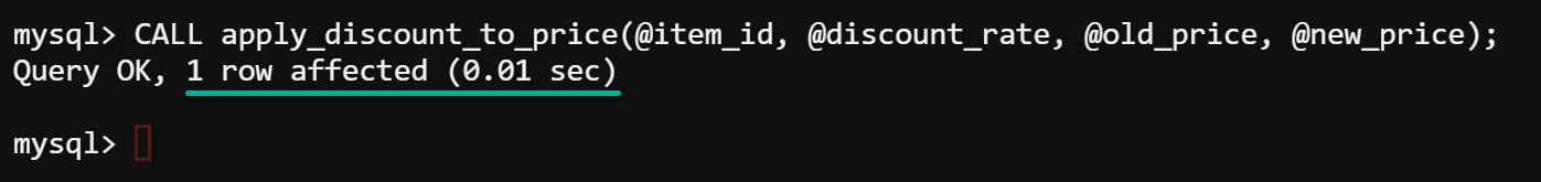 Llamar al procedimiento almacenado update_price_by_id