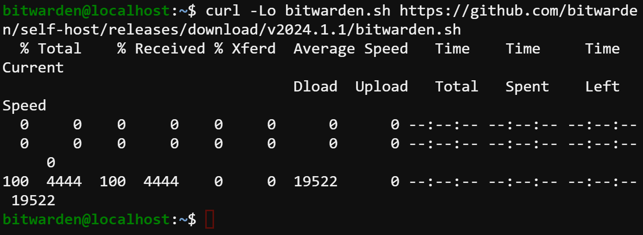 Descarga del script de shell bitwarden.sh