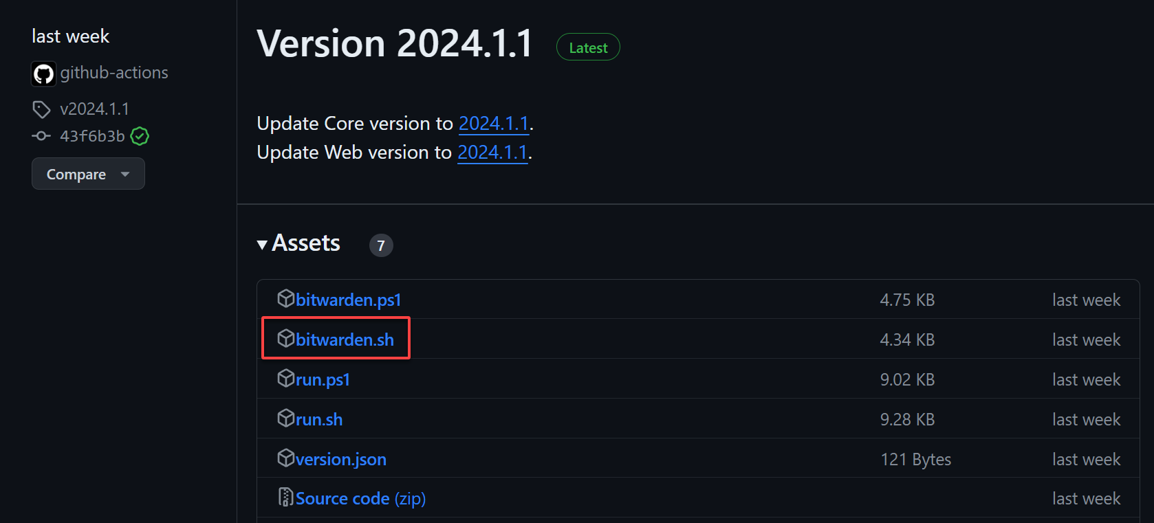 Copiando este enlace de descarga del script bitwarden.sh