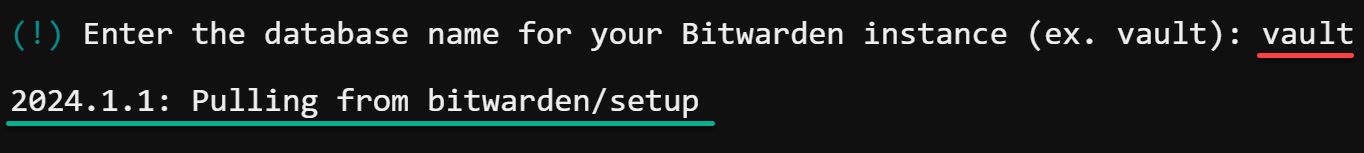 Elegir el nombre predeterminado de la base de datos Bitwarden