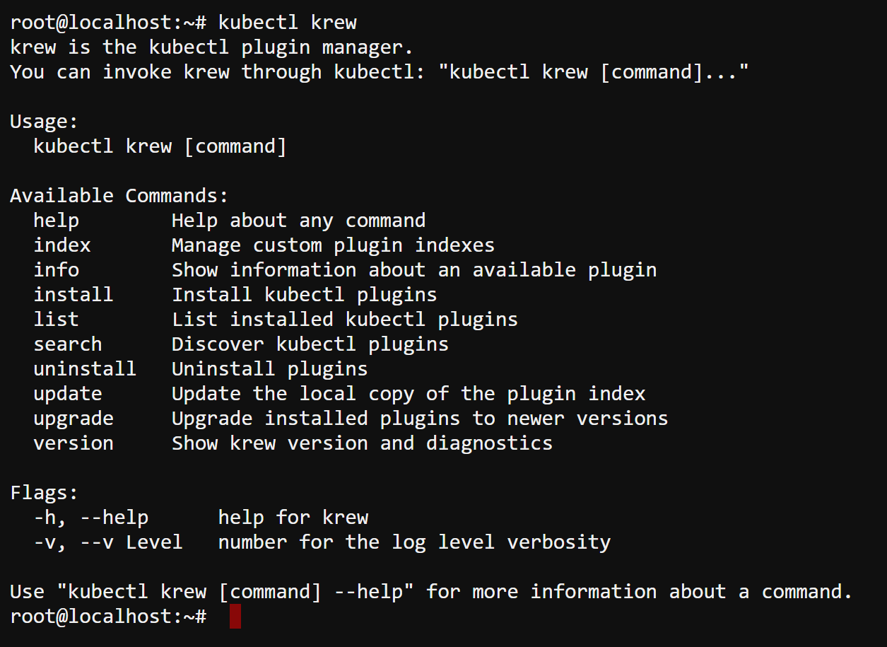 Verificando que Krew haya sido instalado