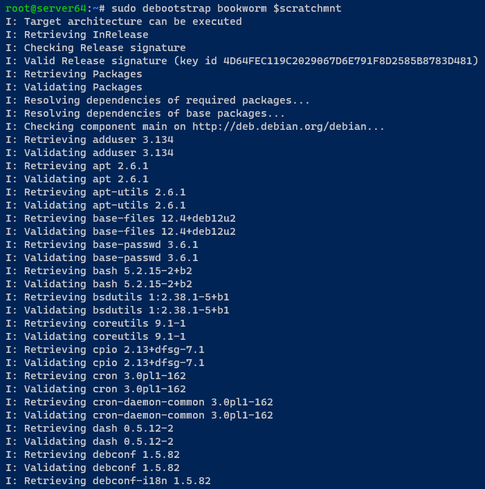 Instalación del sistema base Debian en el contenedor borrador