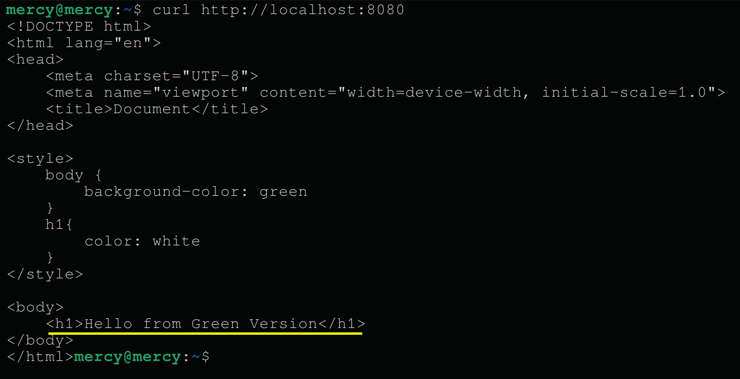 Accediendo al servicio NGINX localmente a través de curl