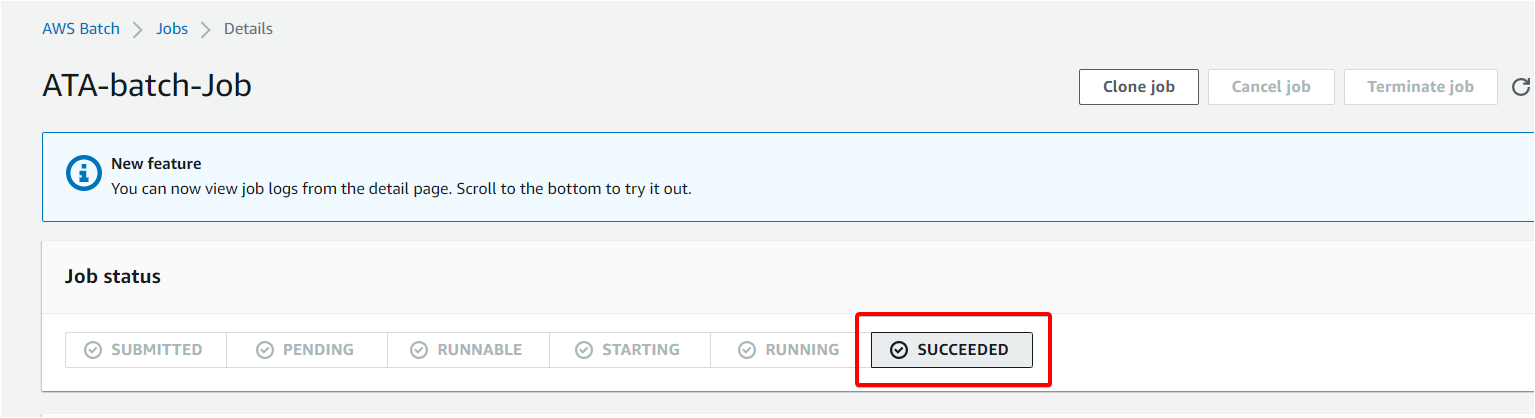 Comprobación del estado del trabajo de AWS Batch