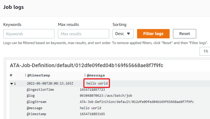 Verificar que AWS Batch se haya ejecutado correctamente