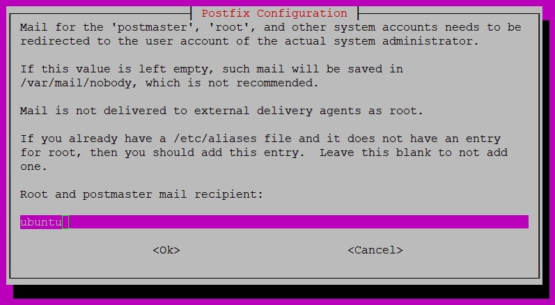 Configuración del destinatario de correo raíz y postmaster