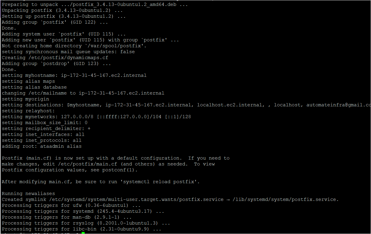 Instalación de Postfix en la máquina Ubuntu con todas las configuraciones