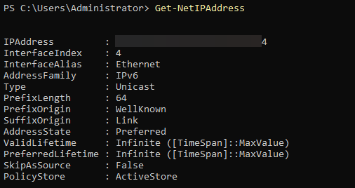Obtener todas las configuraciones de direcciones IP