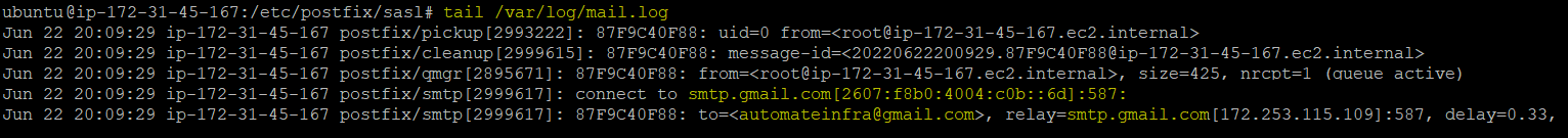 Verificar los registros en la máquina Ubuntu