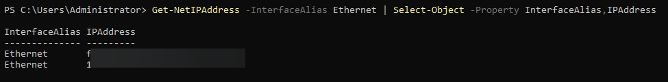 Encontrar la dirección IP asignada a una interfaz (Ethernet)