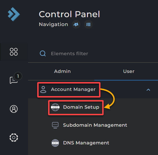 Iniciando la configuración de dominios dentro del DA