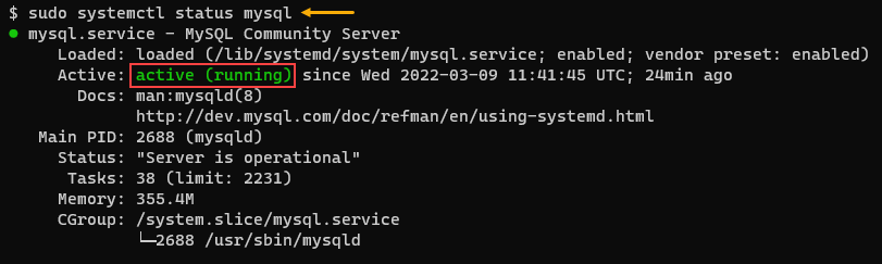 Verificando el estado del servicio MySQL