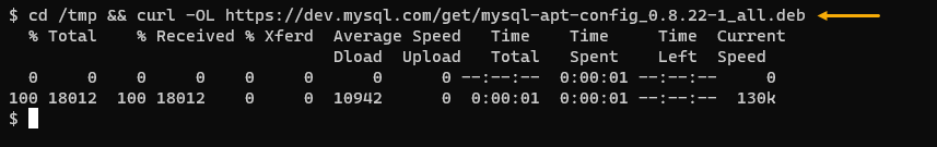Descargando el paquete MySQL DEB