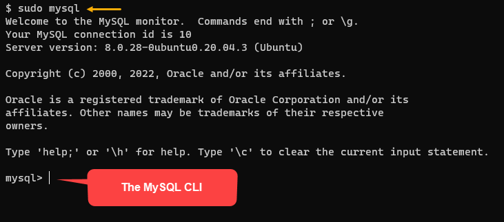 Iniciar sesión en el indicador de MySQL