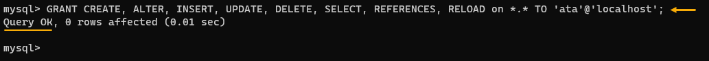 Otorgar permisos limitados de MySQL al nuevo usuario