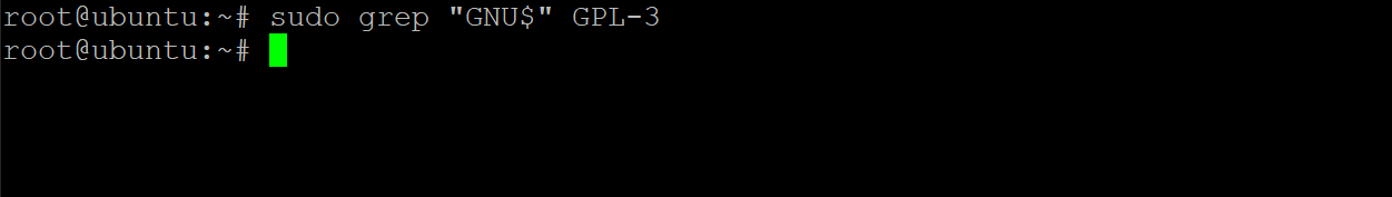 Buscando líneas de cadenas que terminan en GNU