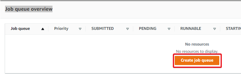 Creación de una cola de trabajos en AWS Batch